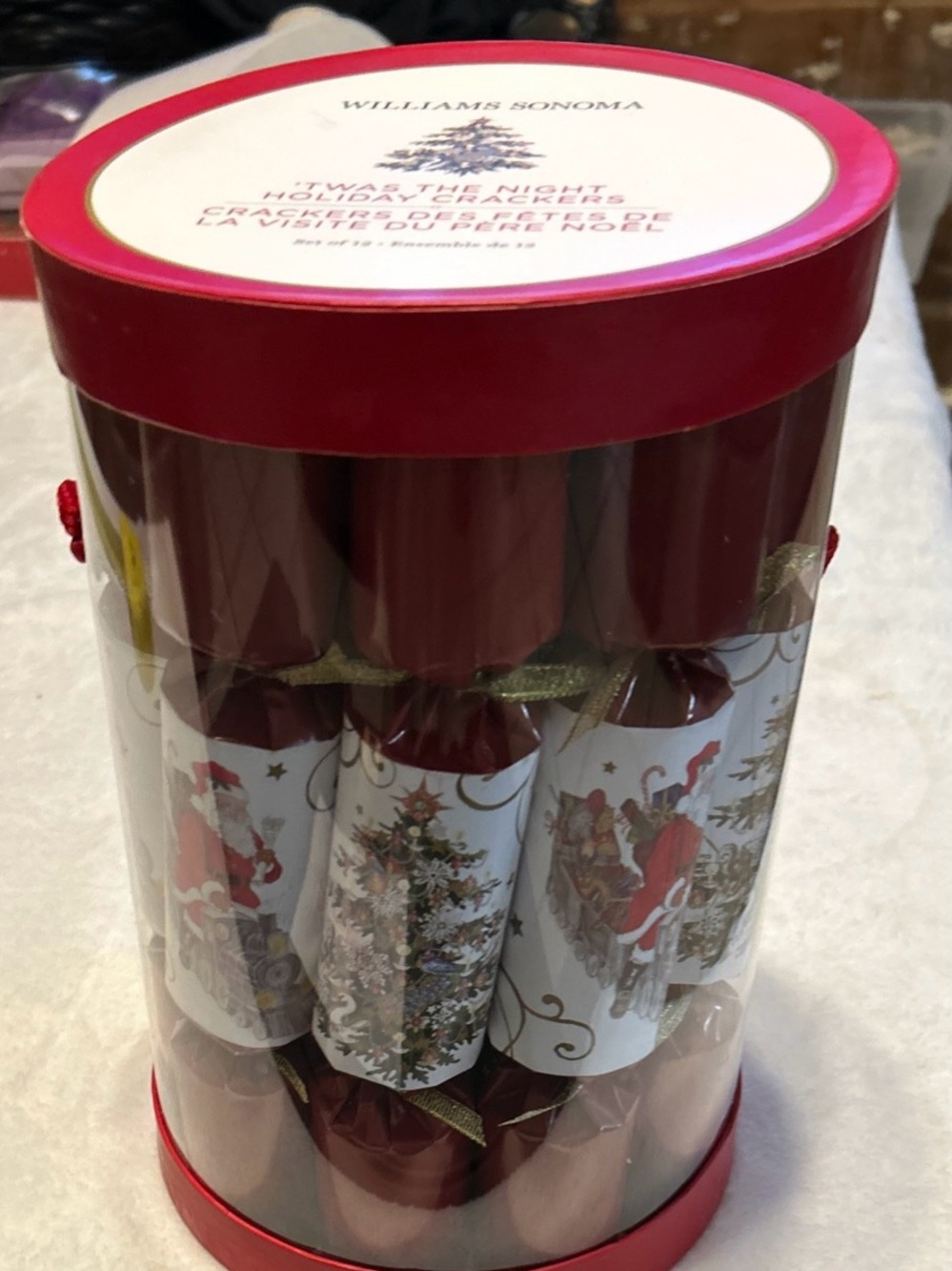 NEW/DEAD STOCK WILLIAMS SONOMA “ TWAS THE NIGHT” HOLIDAY CRACKERS SET OF 12 2018